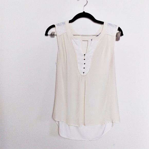 Daniel Rainn Cream Mixed Fabric High Low Hem Sleeveless Blouse Size Small - Picture 1 of 4